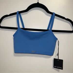 SET Active Sculptflex Mini Strap Bra Blue Size Small NWT